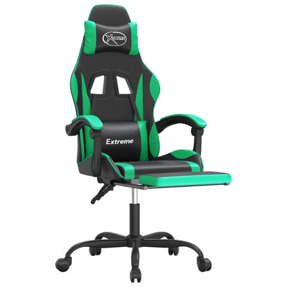 Gaming Chair Black and Green Faux Leather Standard Swivel
