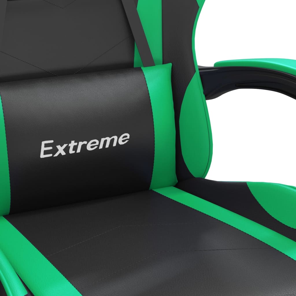 Gaming Chair Black and Green Faux Leather Standard Swivel