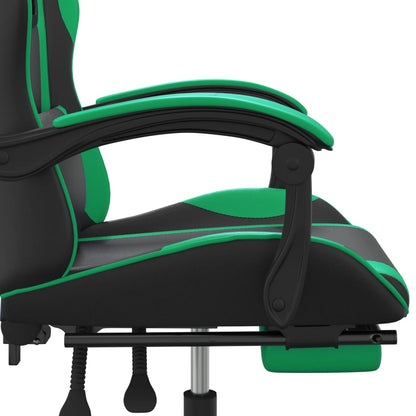 Gaming Chair Black and Green Faux Leather Standard Swivel