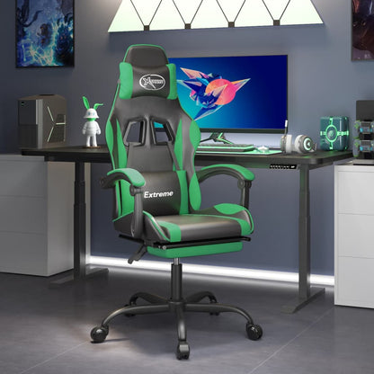 Gaming Chair Black and Green Faux Leather Standard Swivel