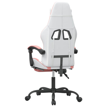 Gaming Chair White and Pink Faux leather 47.6-51.6 in height