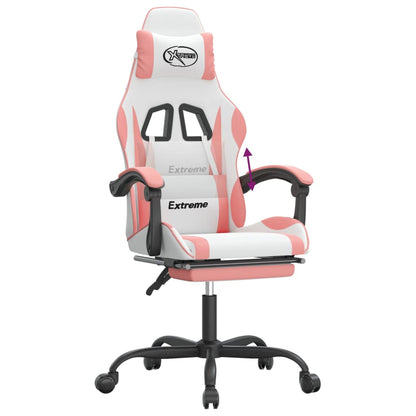 Gaming Chair White and Pink Faux leather 47.6-51.6 in height