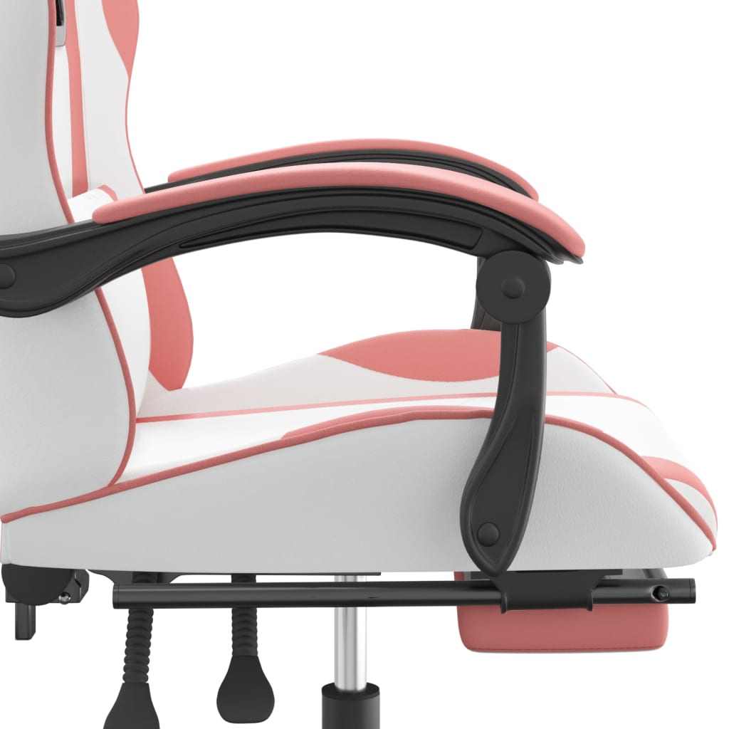 Gaming Chair White and Pink Faux leather 47.6-51.6 in height