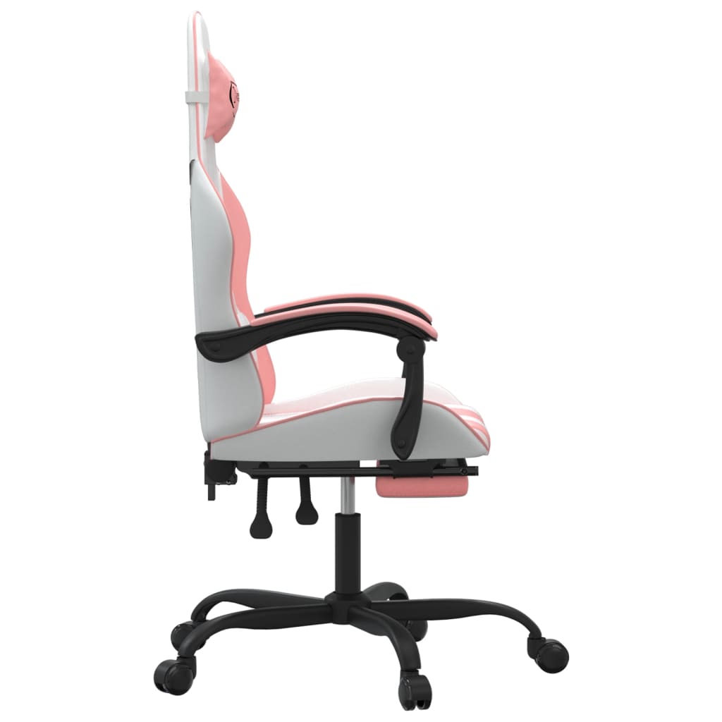 Gaming Chair White Faux leather Standard Adjustable Armrests