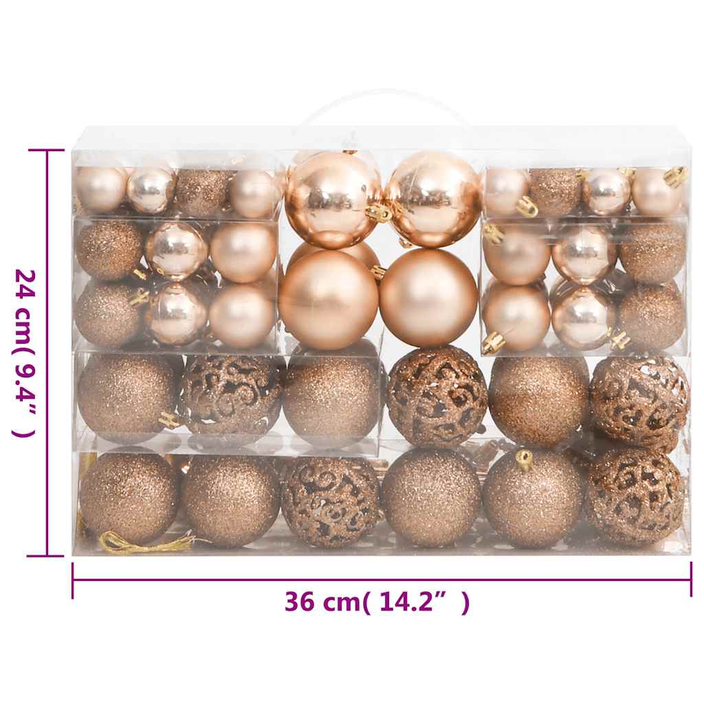 111 Piece Christmas Bauble Set Rose Gold Polystyrene