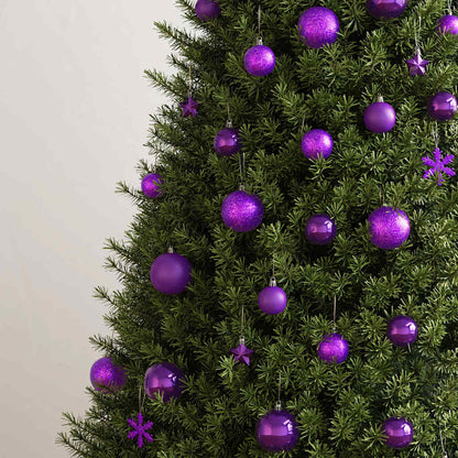 111 Piece Christmas Bauble Set Purple Polystyrene