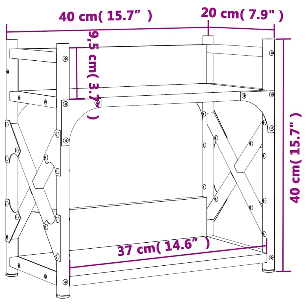 Printer Stand 2-Tier Black 15.7"x7.9"x15.7" Engineered Wood