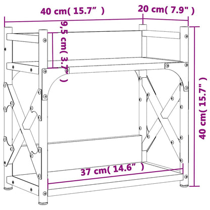 Printer Stand 2-Tier Black 15.7"x7.9"x15.7" Engineered Wood