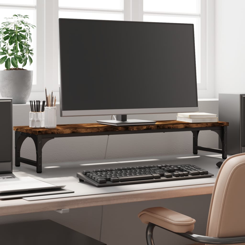Monitor Stand Smoked Oak 33.5"x9.1"x6.1" Engineered Wood