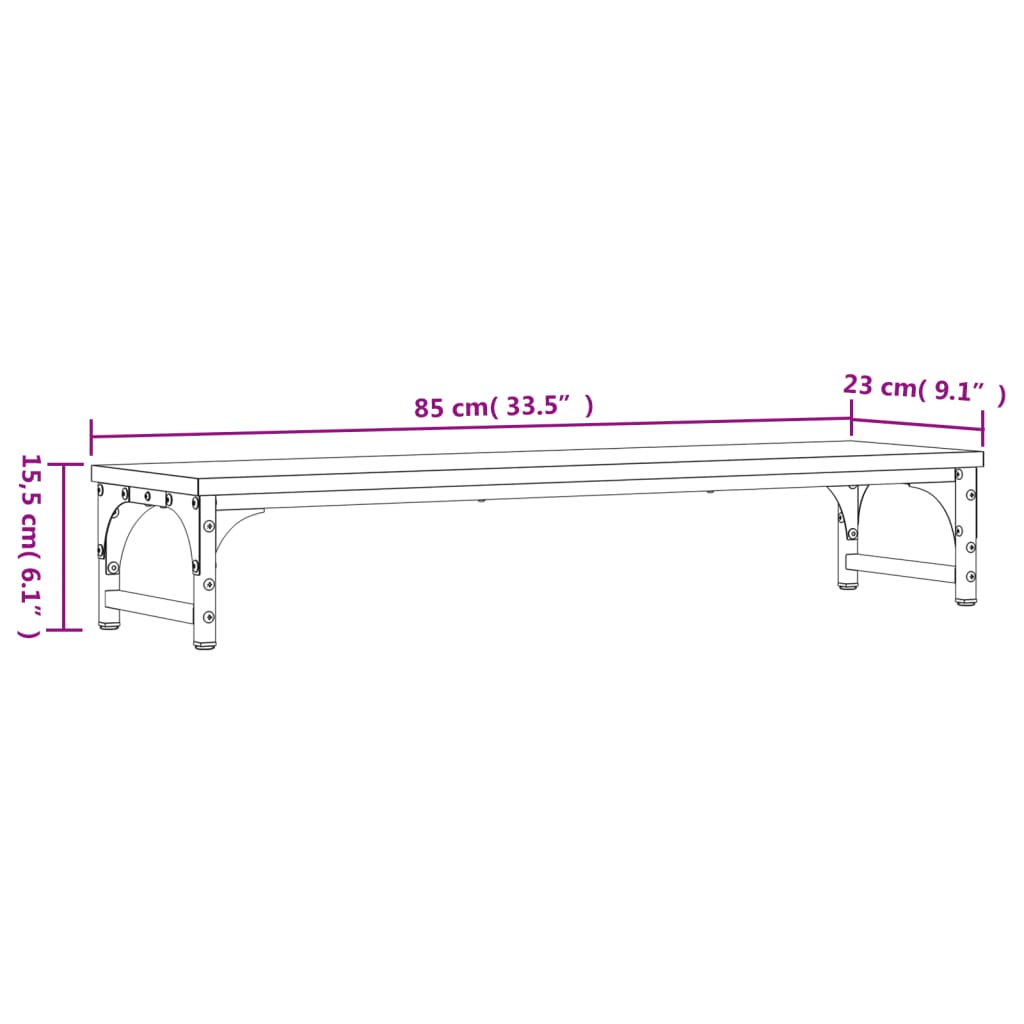 Monitor Stand Gray Sonoma 33.5"x9.1"x6.1" Engineered Wood
