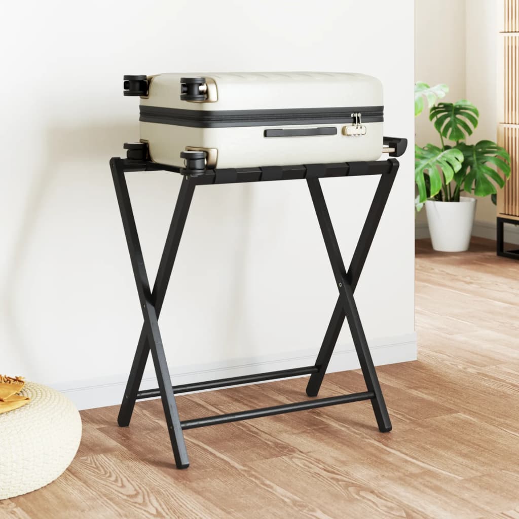 Luggage Rack Black 27"x15"x22.8" Bamboo