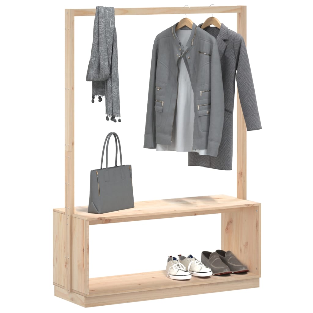 Clothes Rack Natural Pine Solid pine wood (untreated) Compact