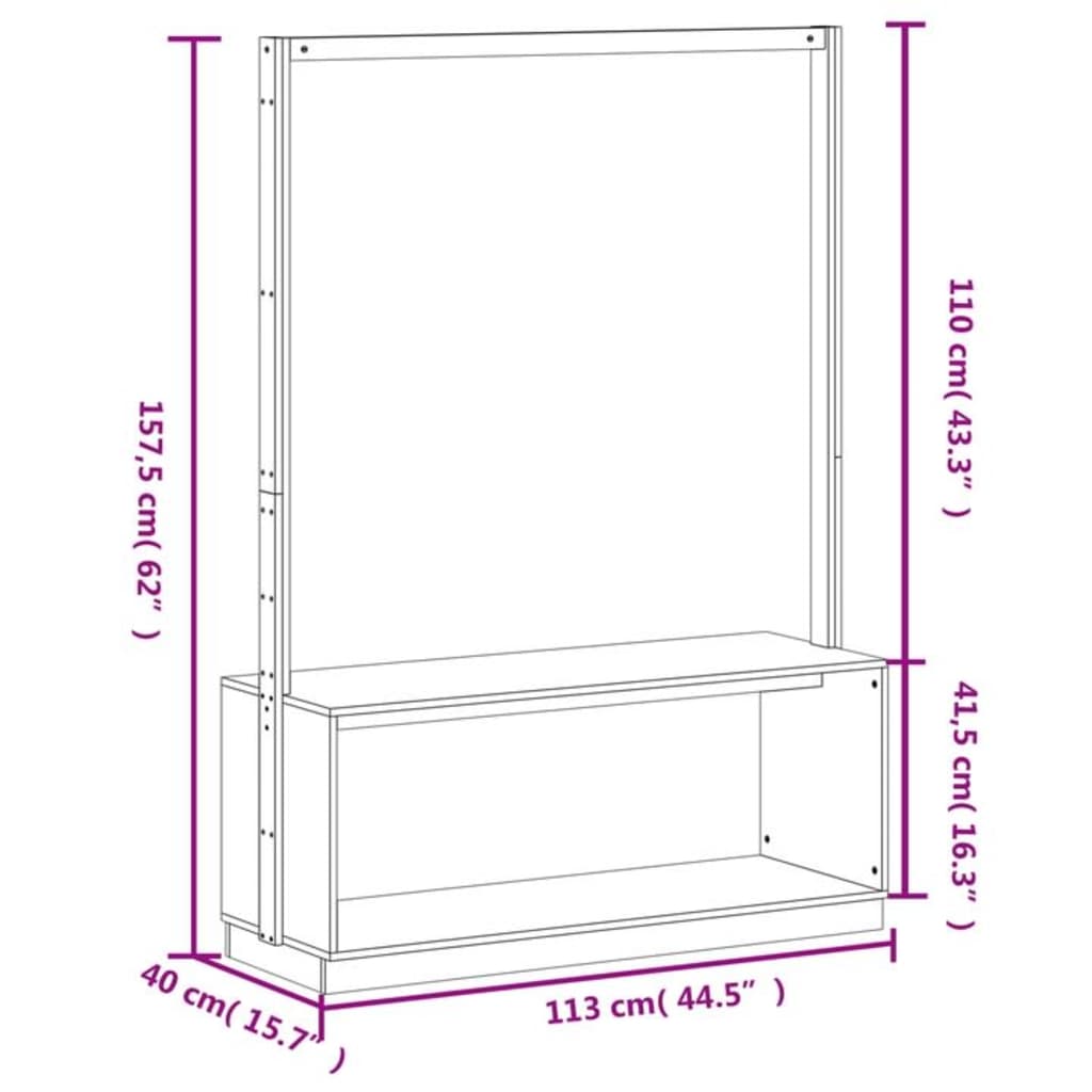 Clothes Rack Natural Pine Solid pine wood (untreated) Compact