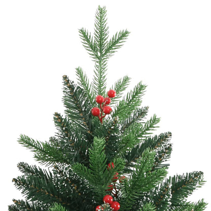 Artificial Hinged Christmas Tree Green with Red PVC, PE, Metal