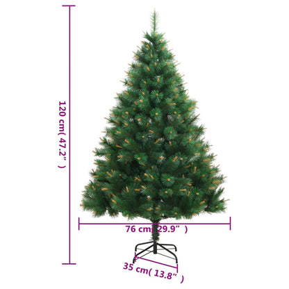 Artificial Hinged Christmas Tree Green and Yellow PVC, metal Medium