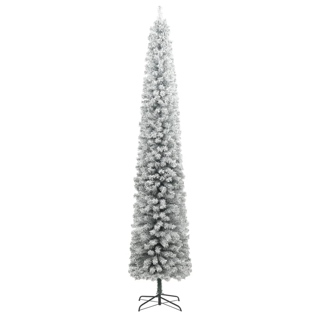 Slim Christmas Tree with Stand and Flocked Snow 106.3" PVC