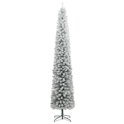 Slim Christmas Tree with Stand and Flocked Snow 106.3" PVC