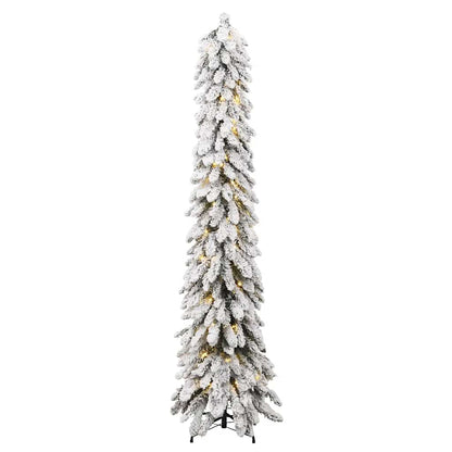 Artificial Pre-lit Christmas Tree with 100 LEDs and Flocked Snow 70.9"