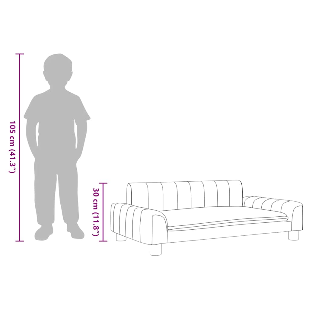 Kids Sofa Light Grey Fabric (100% polyester), solid pine wood, foam