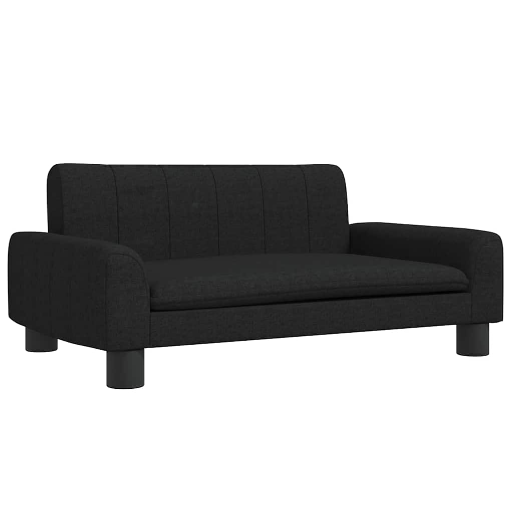 Kids Sofa Black Polyester, Solid Pine Wood, Foam Mini