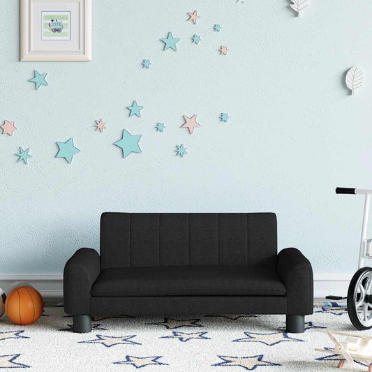 Kids Sofa Black Polyester, Solid Pine Wood, Foam Mini