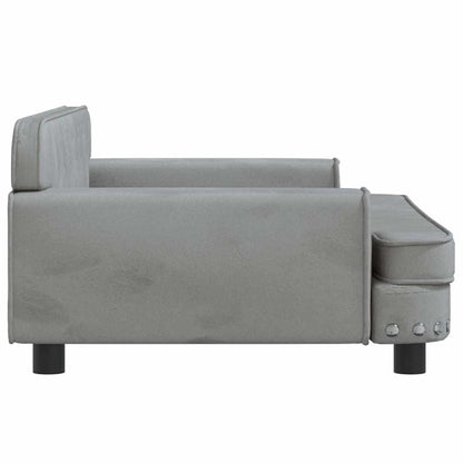 Kids Sofa Light Grey Velvet, Solid Pine Wood Mini Modern