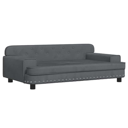 Kids Sofa Dark Grey Velvet, Pine wood, Foam Mini