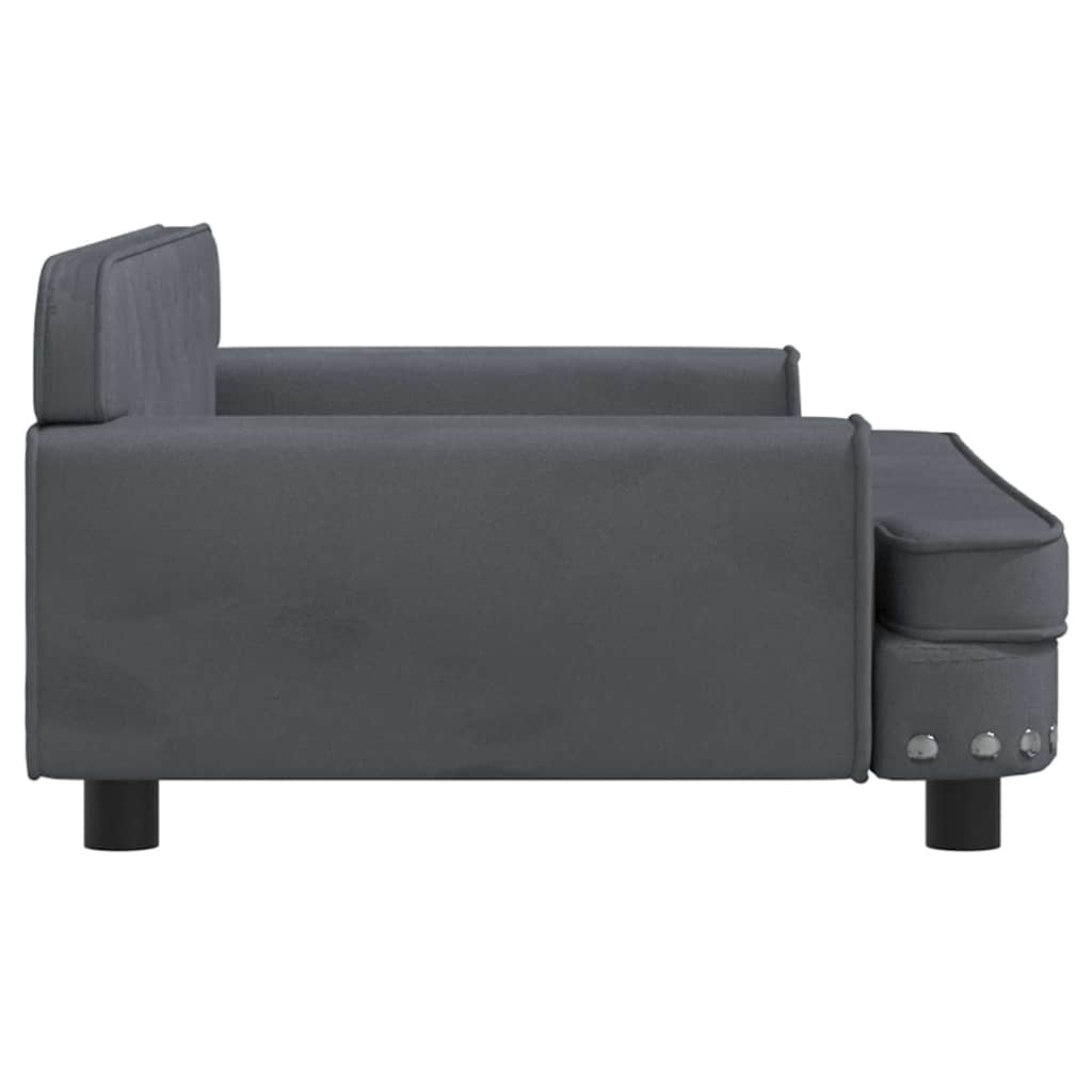 Kids Sofa Dark Grey Velvet, Pine wood, Foam Mini