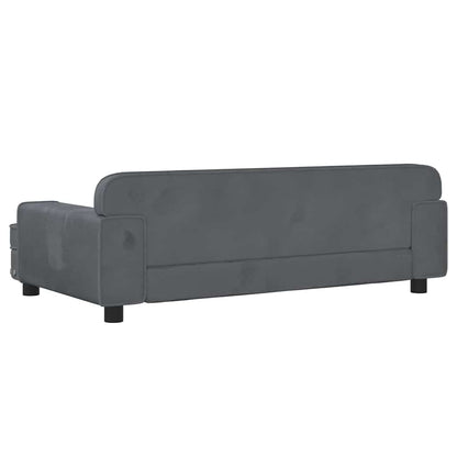 Kids Sofa Dark Grey Velvet, Pine wood, Foam Mini