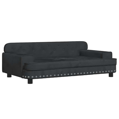 Kids Sofa Black Velvet, Solid Pine Wood, Foam Mini