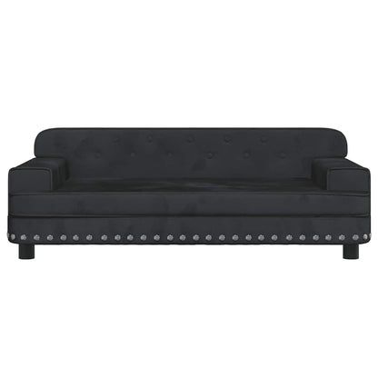 Kids Sofa Black Velvet, Solid Pine Wood, Foam Mini