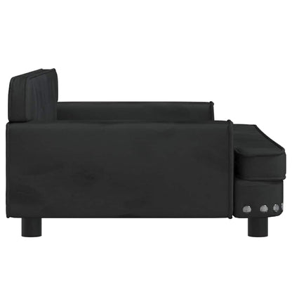 Kids Sofa Black Velvet, Solid Pine Wood, Foam Mini