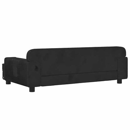 Kids Sofa Black Velvet, Solid Pine Wood, Foam Mini