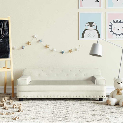Kids Sofa Cream Velvet, solid pine wood, foam Mini Durable