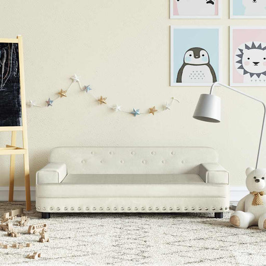 Kids Sofa Cream Velvet, solid pine wood, foam Mini Durable