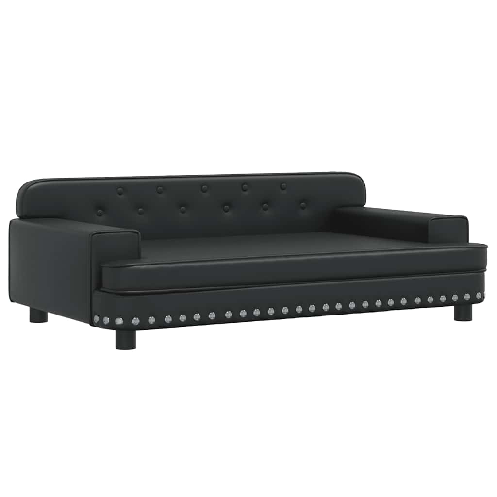 Kids Sofa Black Faux leather, solid pine wood, foam Mini Durable