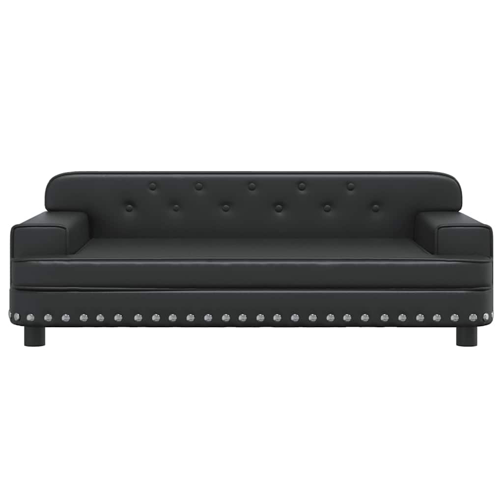 Kids Sofa Black Faux leather, solid pine wood, foam Mini Durable