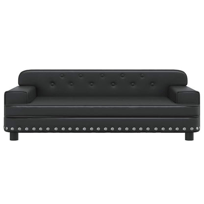 Kids Sofa Black Faux leather, solid pine wood, foam Mini Durable