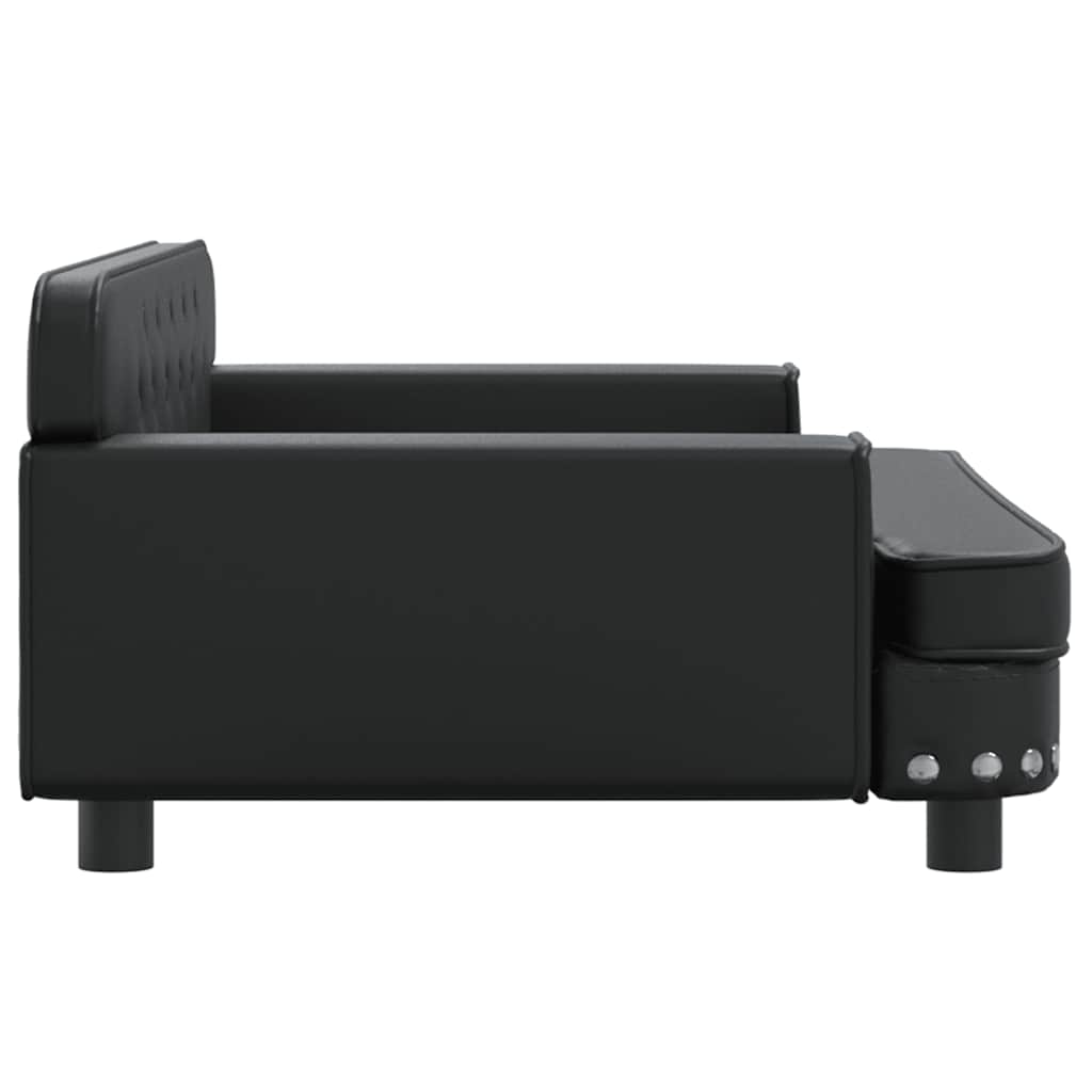Kids Sofa Black Faux leather, solid pine wood, foam Mini Durable