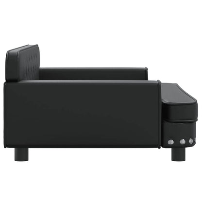 Kids Sofa Black Faux leather, solid pine wood, foam Mini Durable