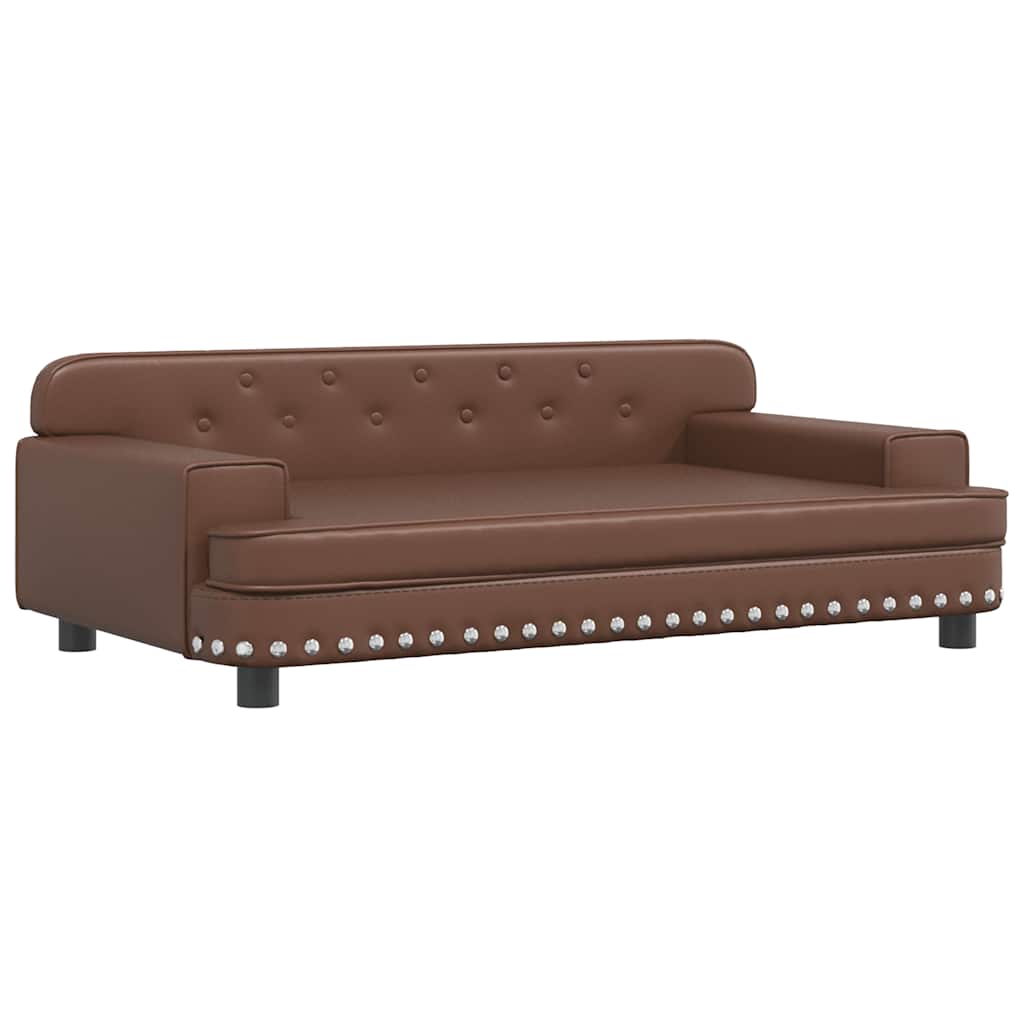 Kids Sofa Brown Faux leather, solid pine wood, foam Mini Durable