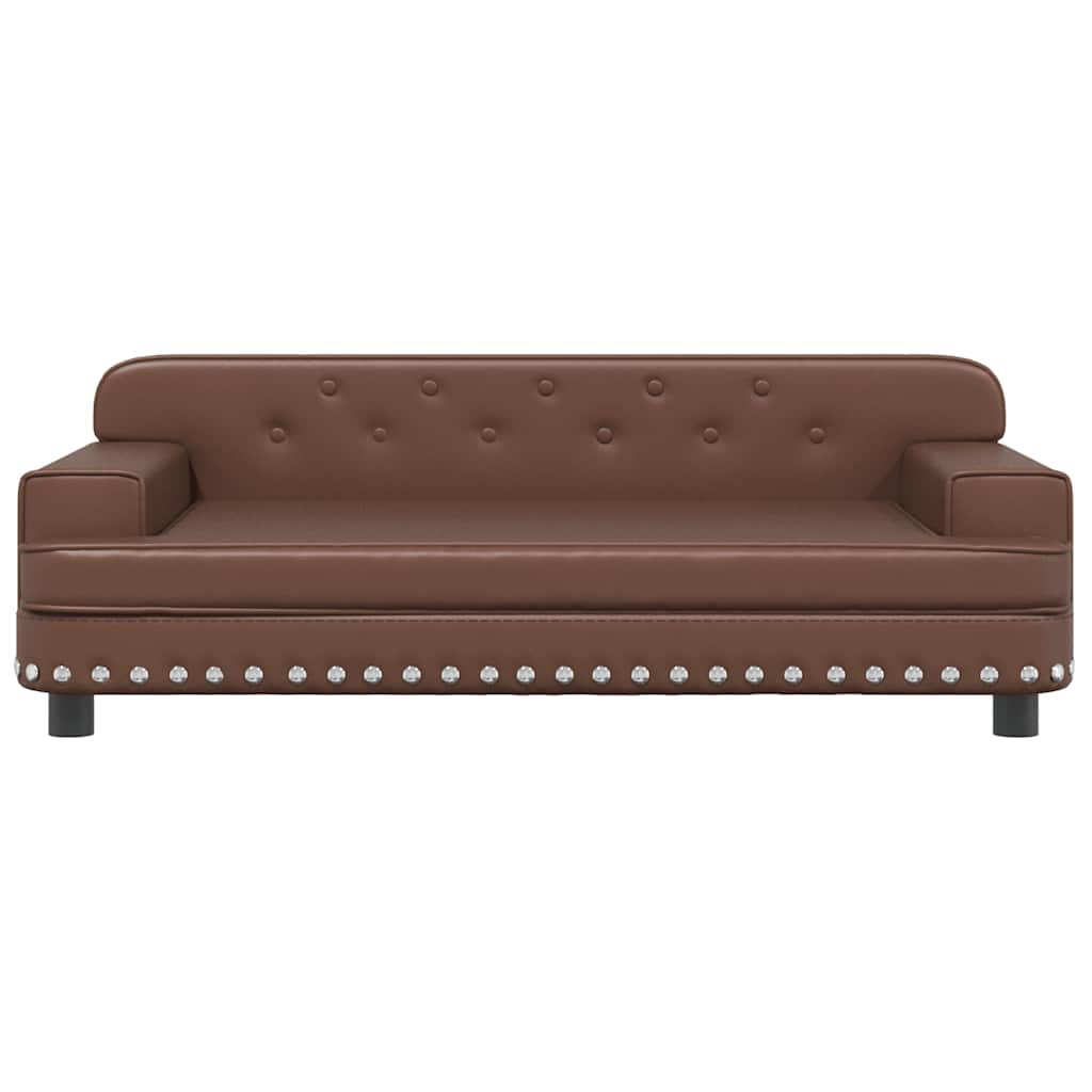 Kids Sofa Brown Faux leather, solid pine wood, foam Mini Durable