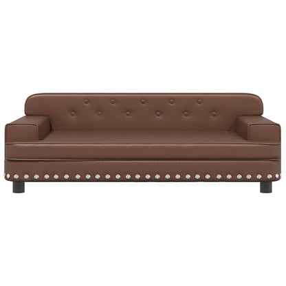 Kids Sofa Brown Faux leather, solid pine wood, foam Mini Durable