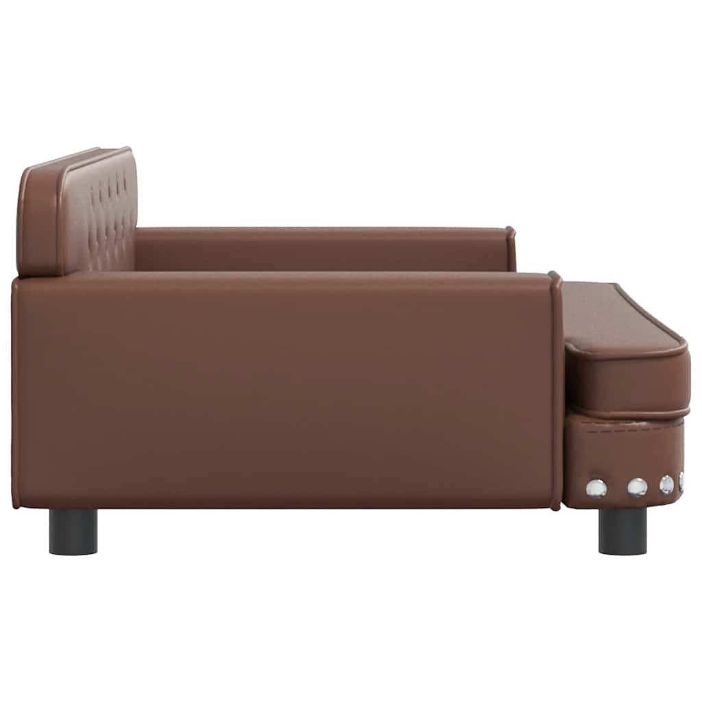 Kids Sofa Brown Faux leather, solid pine wood, foam Mini Durable