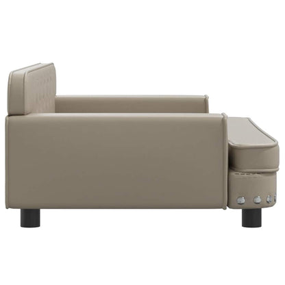 Kids Sofa Cappuccino Faux leather and solid pine wood Mini