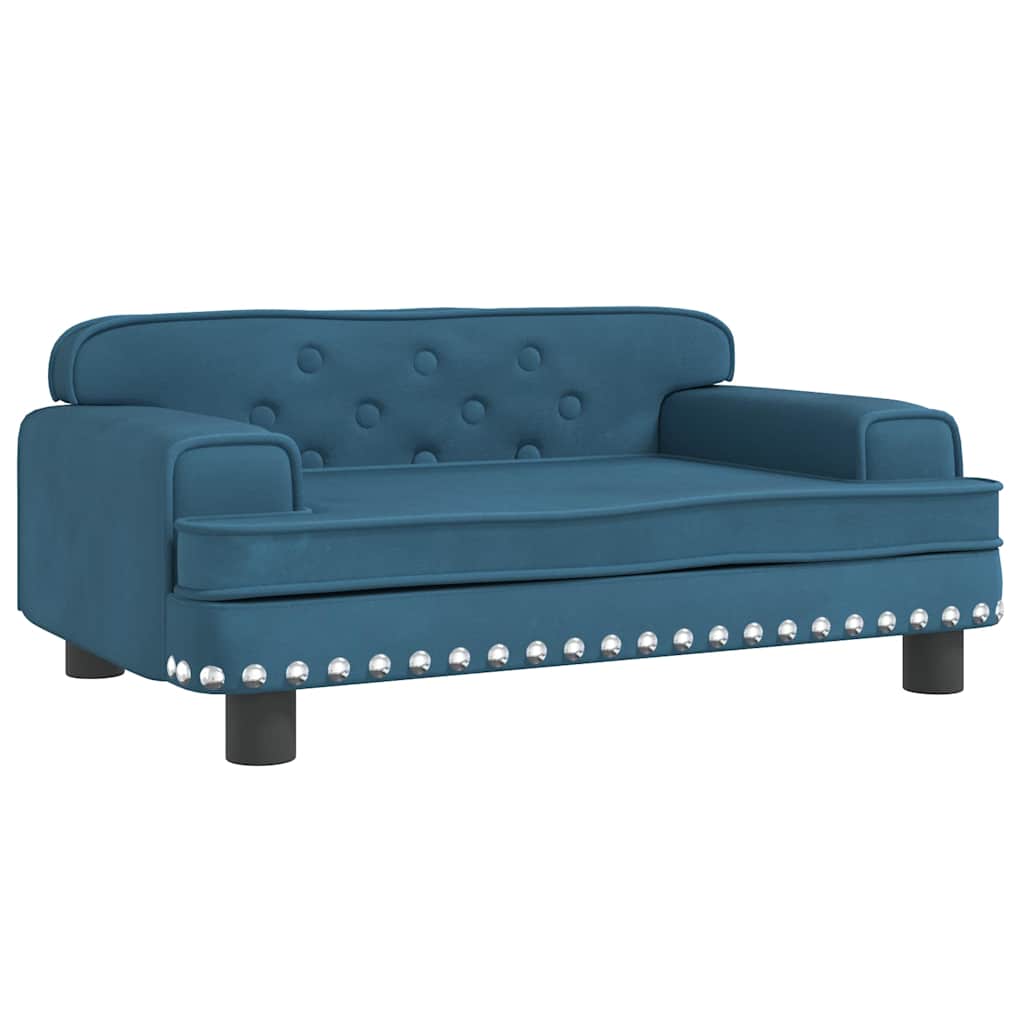 Kids Sofa Blue Velvet, pine wood, foam, plastic Mini Modern