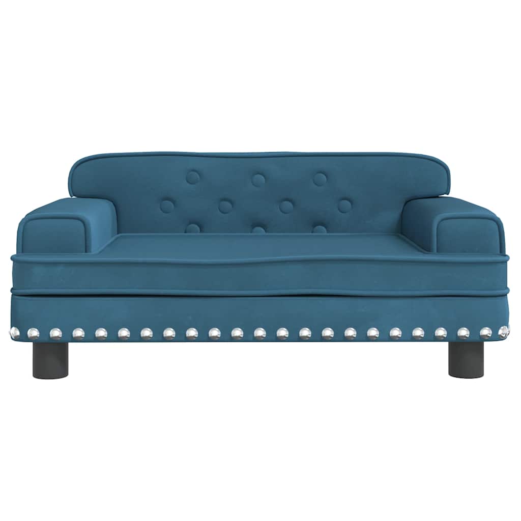 Kids Sofa Blue Velvet, pine wood, foam, plastic Mini Modern