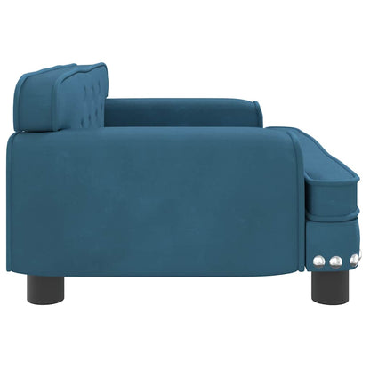 Kids Sofa Blue Velvet, pine wood, foam, plastic Mini Modern