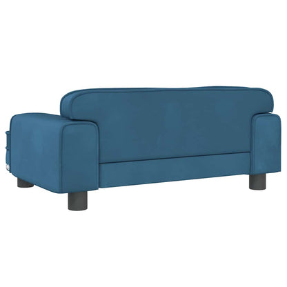 Kids Sofa Blue Velvet, pine wood, foam, plastic Mini Modern