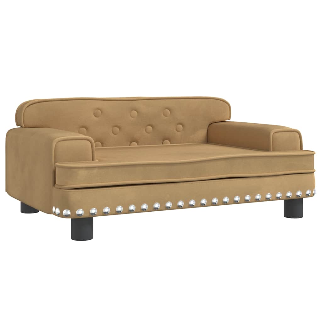 Kids Sofa Brown Velvet, solid pine wood, plastic Mini Durable